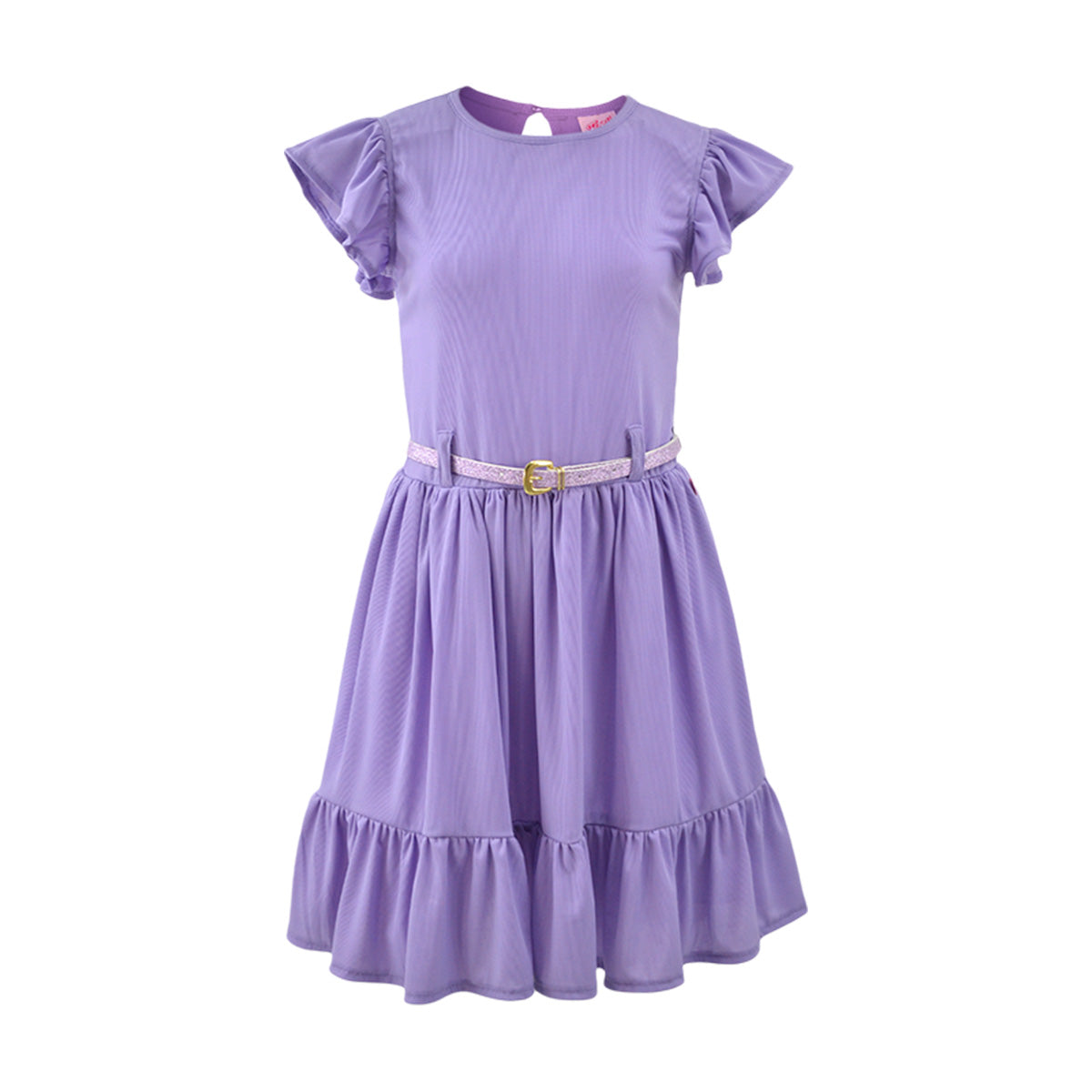 Vestido de olanes con cinturón Teen FLORY VEJU0007