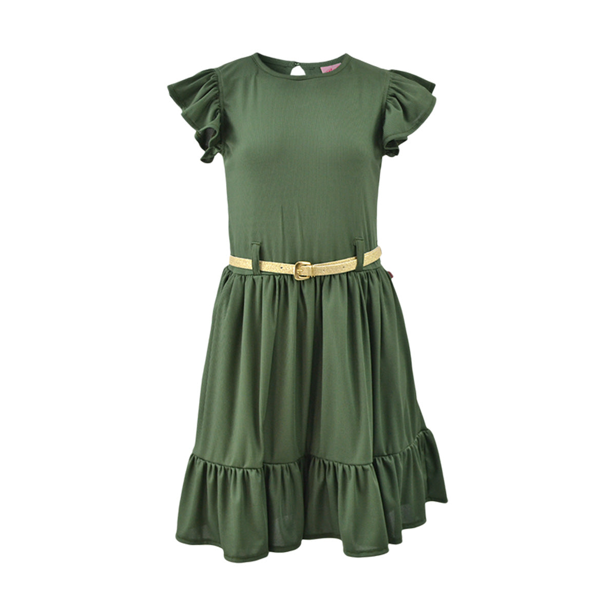 Vestido de olanes con cinturón Teen FLORY VEJU0007