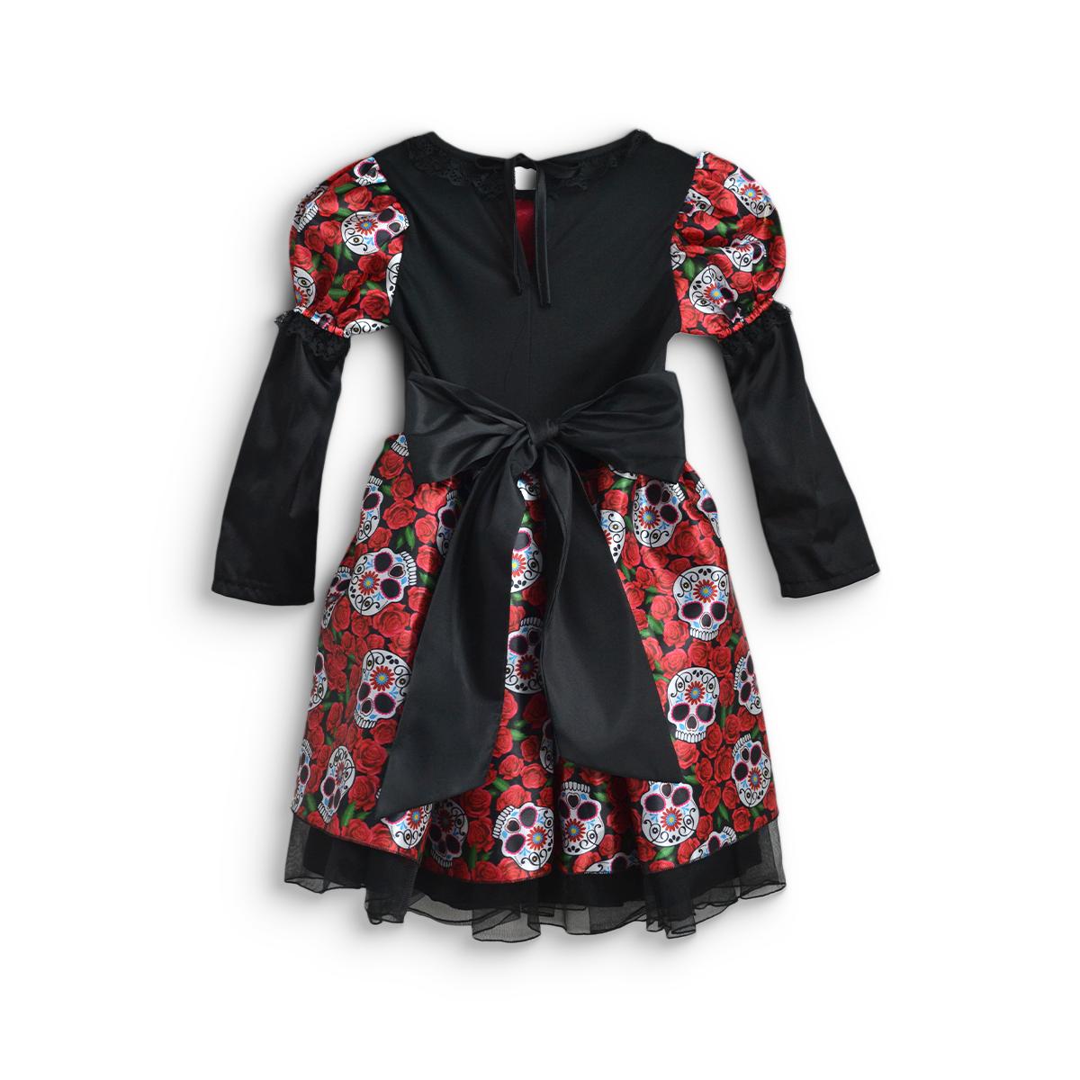 Vestido de Catrina estampado de rosas y corona de flores niña FLORY VENI0138