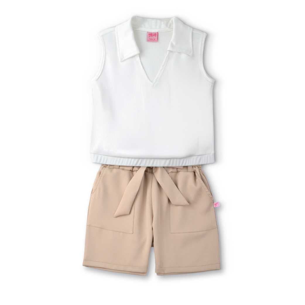 Conjunto de blusa y short con bolsas y moño Teen Flory COJU0004