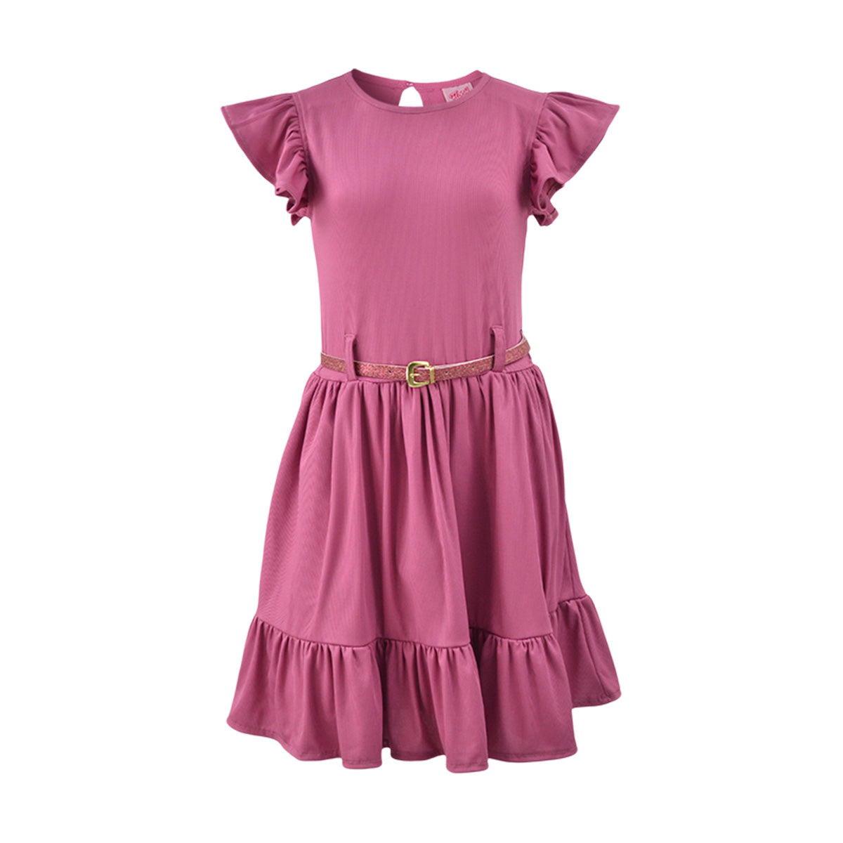 Vestido de olanes con cinturón Teen FLORY VEJU0007