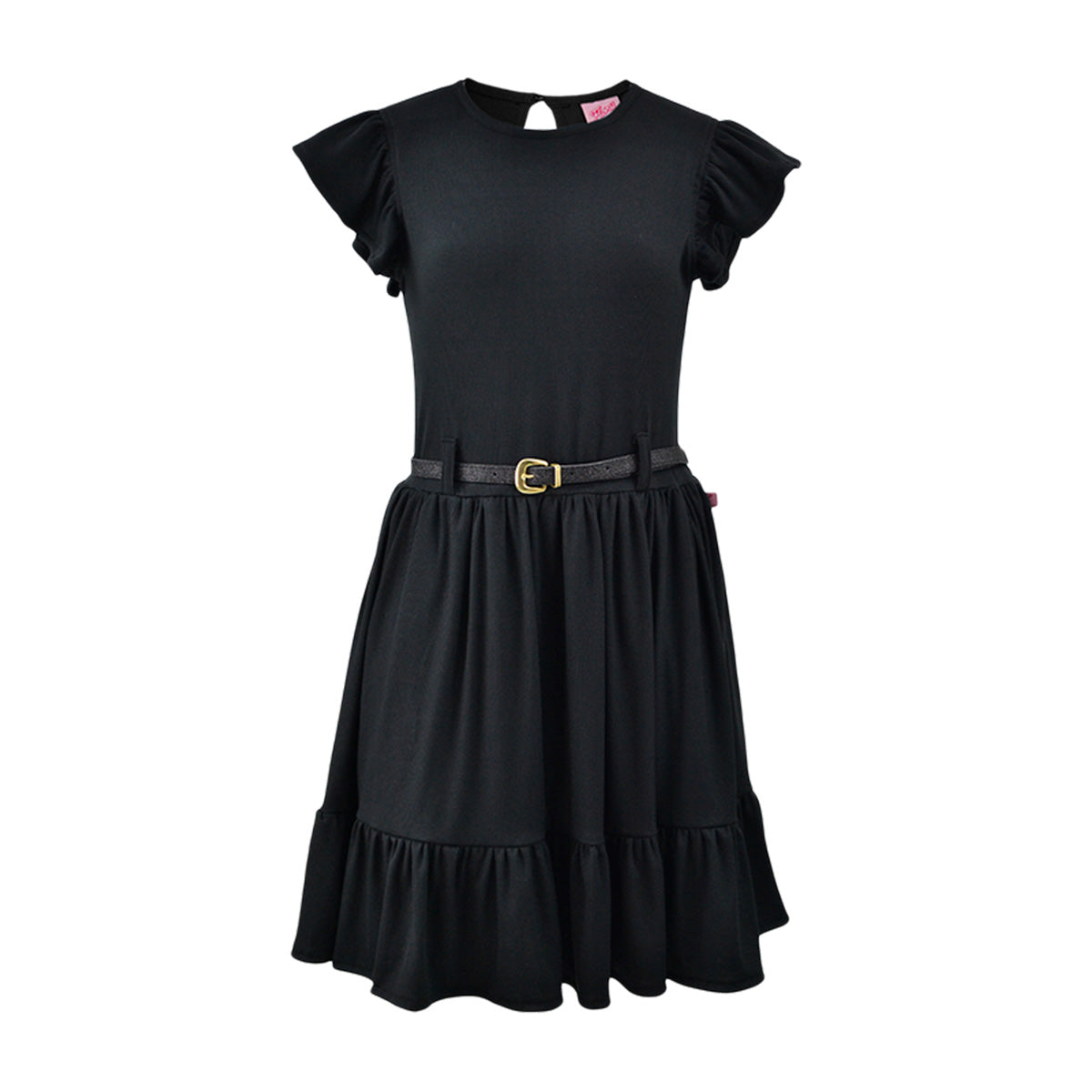 Vestido de olanes con cinturón Teen FLORY VEJU0007