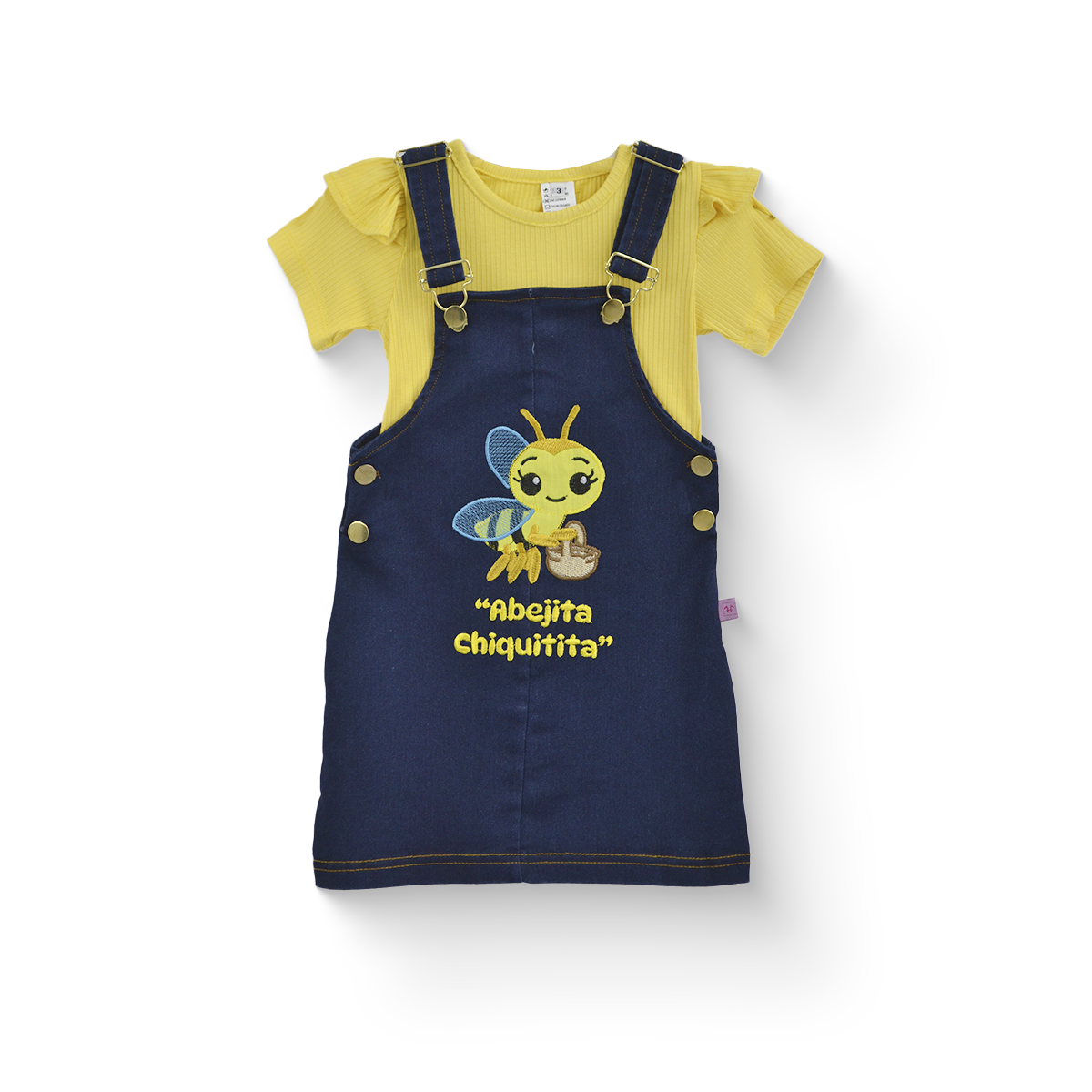 Jumper de mezclilla con playera y bordado de Abejita niña Bebé KIDUS JUBB0002P03
