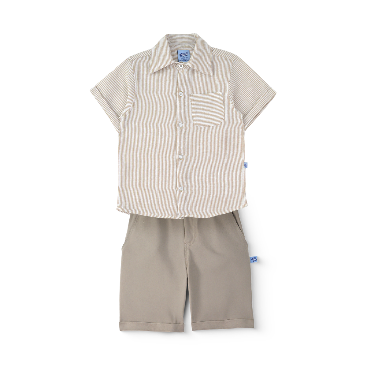 Conjunto a rayas de lino con short niño Heri CONN0005