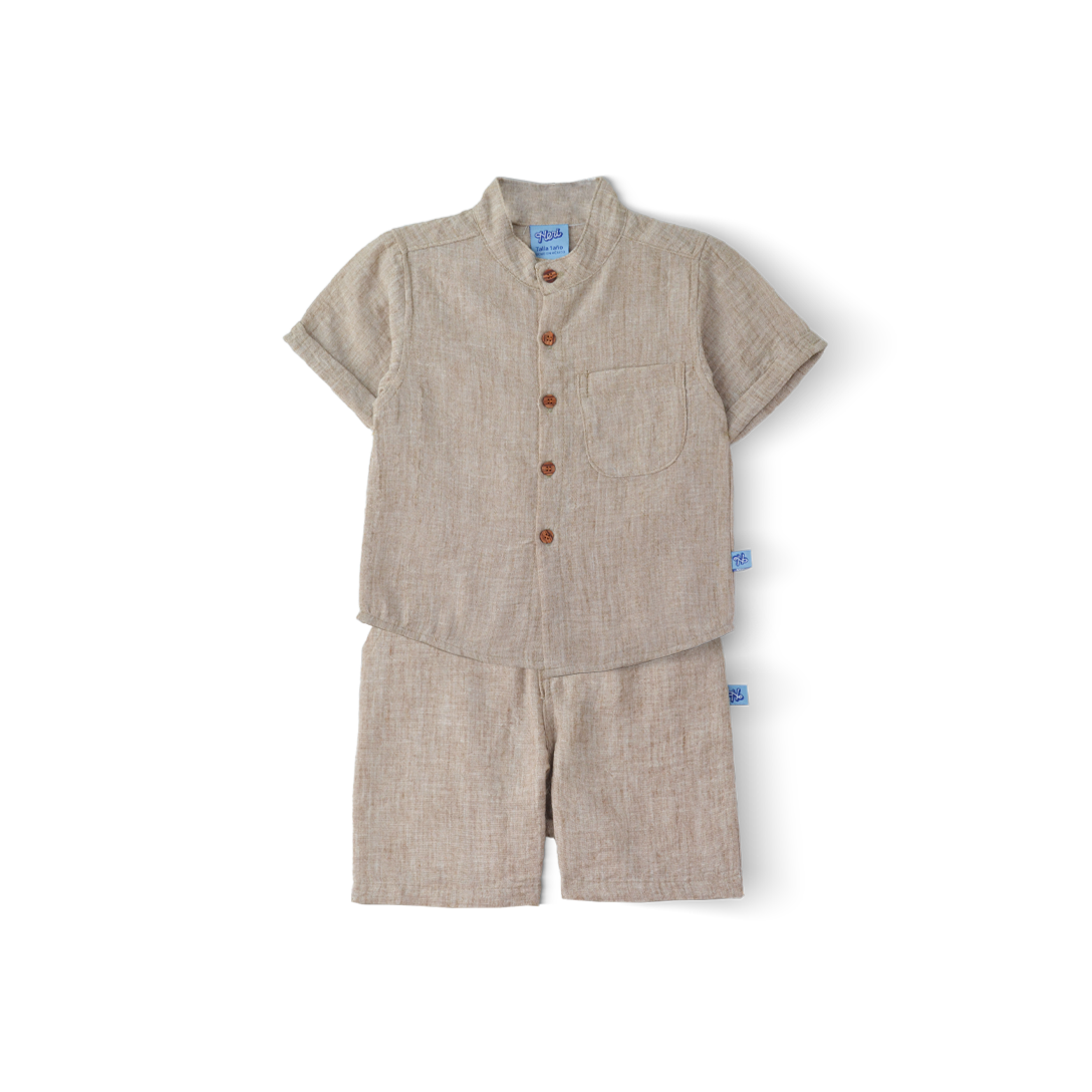 Conjunto de lino de camisa con botones y short niño bebé Heri CONB0004