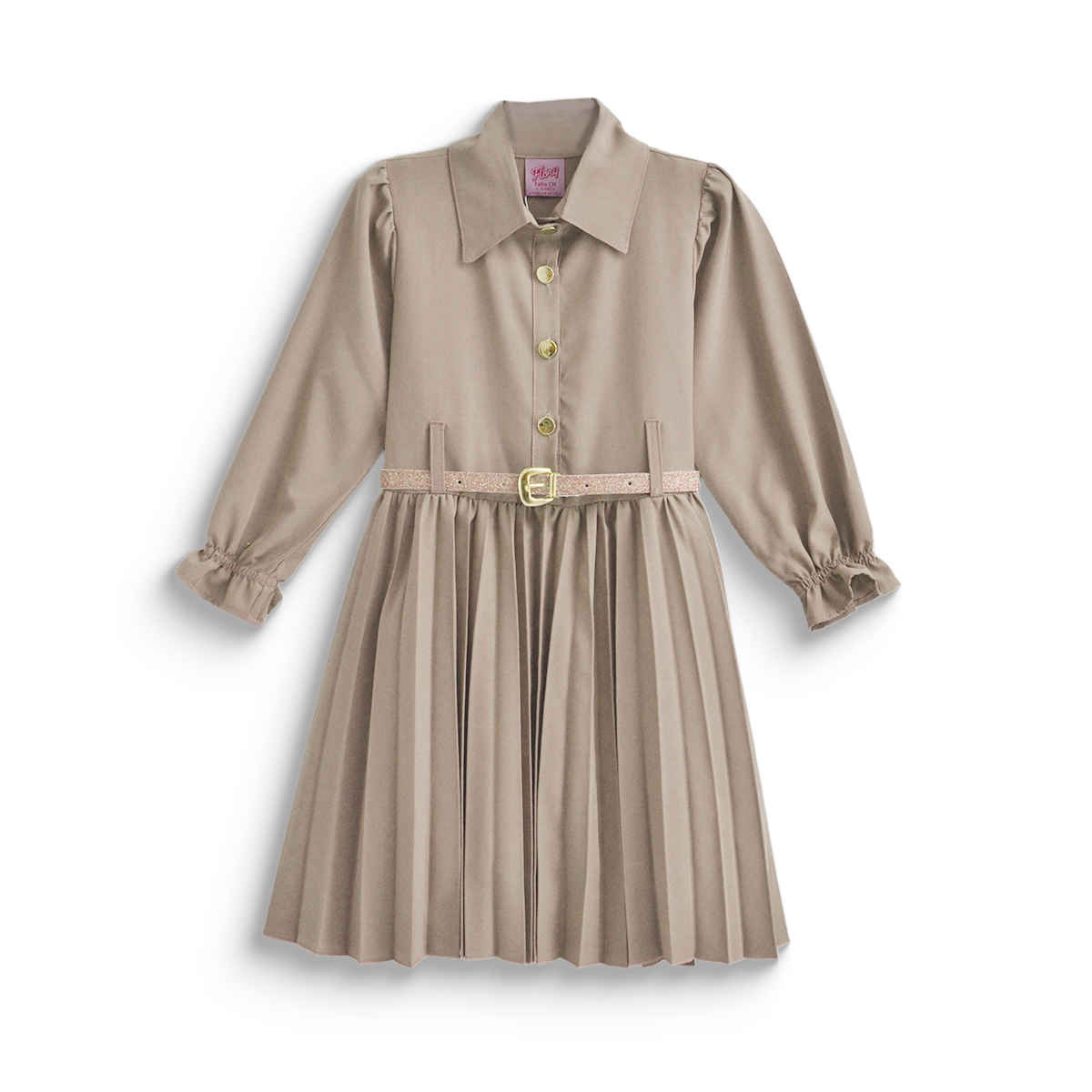Vestido tableado con cinturón niña FLORY VENI0117