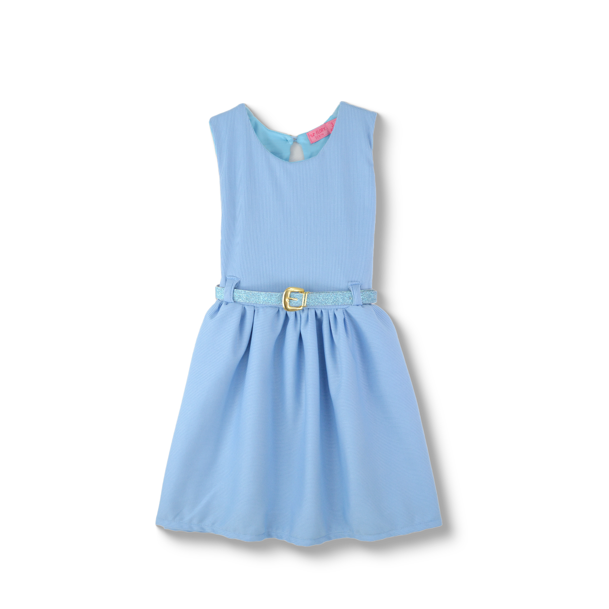 Vestido textura de rayas con cinturón bebé Flory VEBB0103