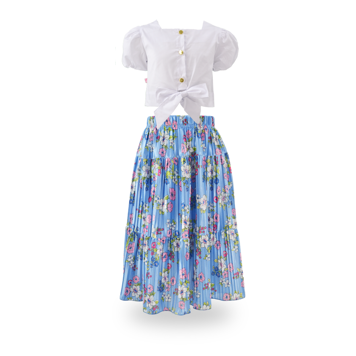 Conjunto Blusa Bombacha con Falda Larga Floreada Niña CONI0029 Flory
