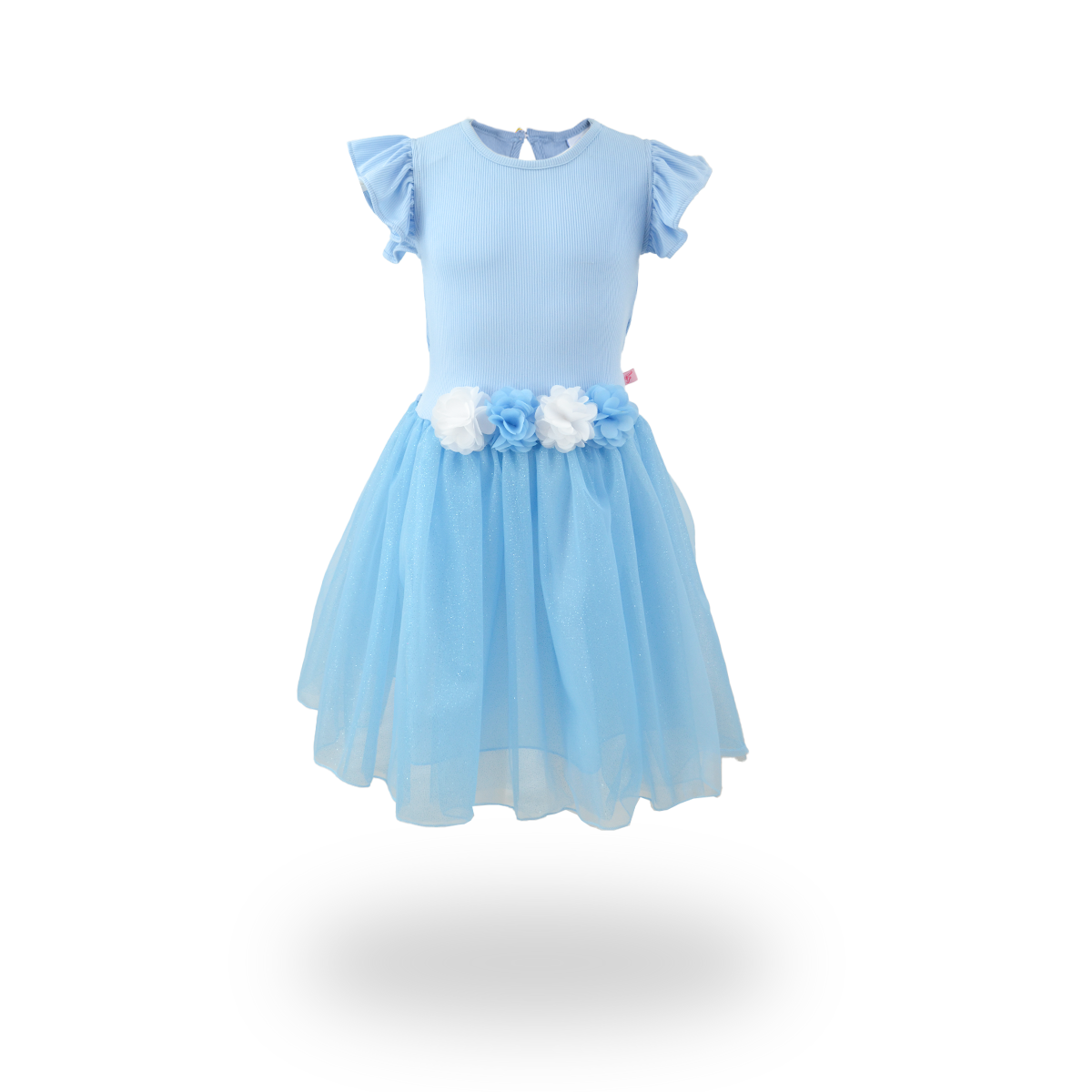 Vestido rib con manga mariposa y falda plisada estilo tutu para fiesta niña Flory VENI0159