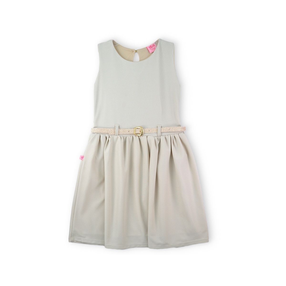 Vestido textura de rayas con cinturón Niña FLORY VENI0127