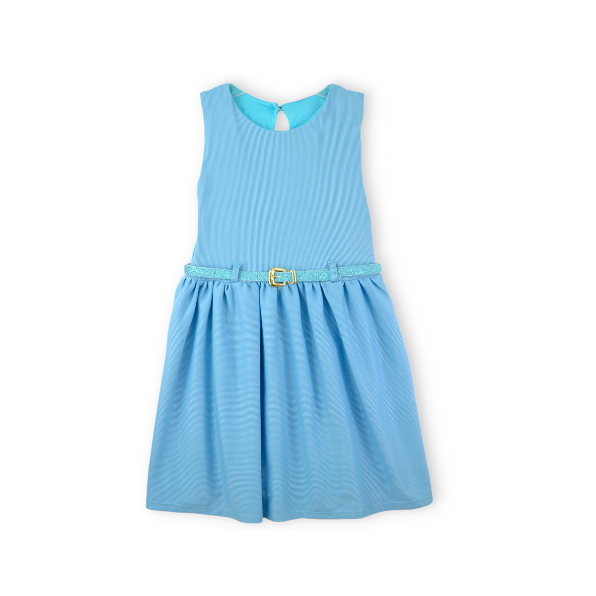 Vestido textura de rayas con cinturón Niña FLORY VENI0127