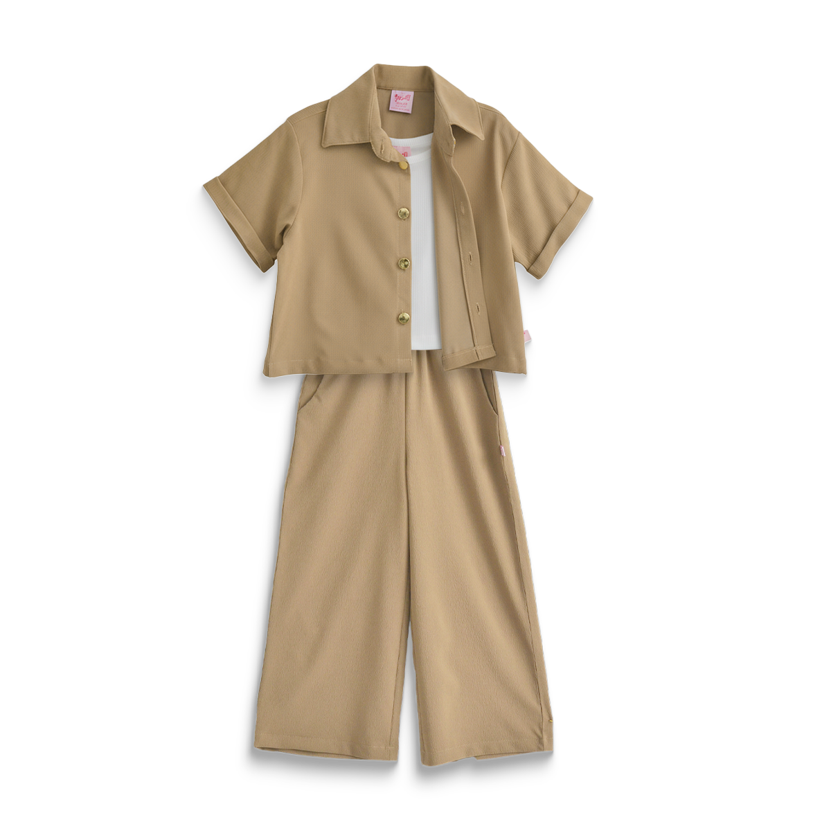 Conjunto de tres piezas con botones para niña Flory CONI0040