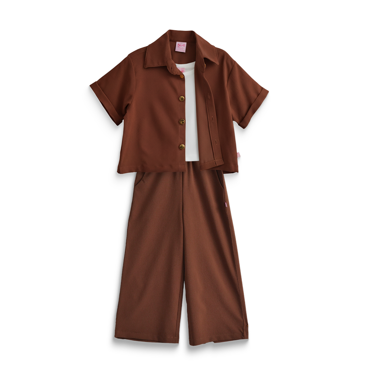 Conjunto de tres piezas con botones para niña Flory CONI0040