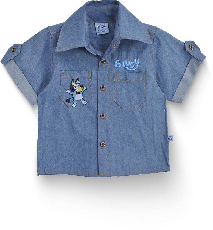 Conjunto de mezclilla con bordado de Perrito Niño Bebé KIDUS CONB0006P03