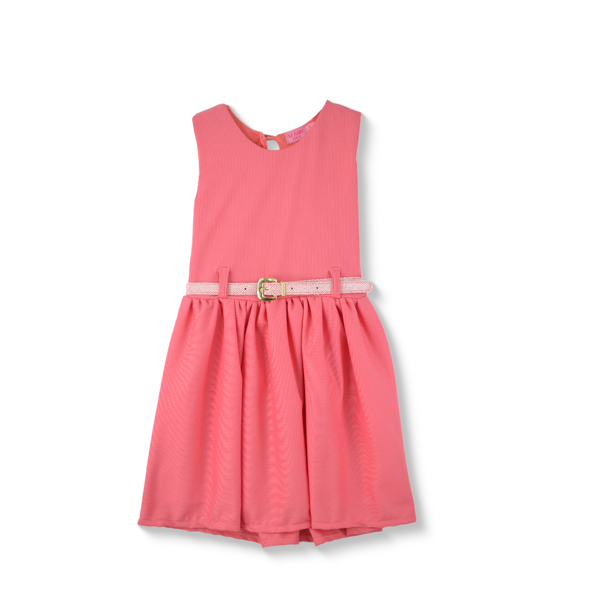 Vestido textura de rayas con cinturón bebé Flory VEBB0103