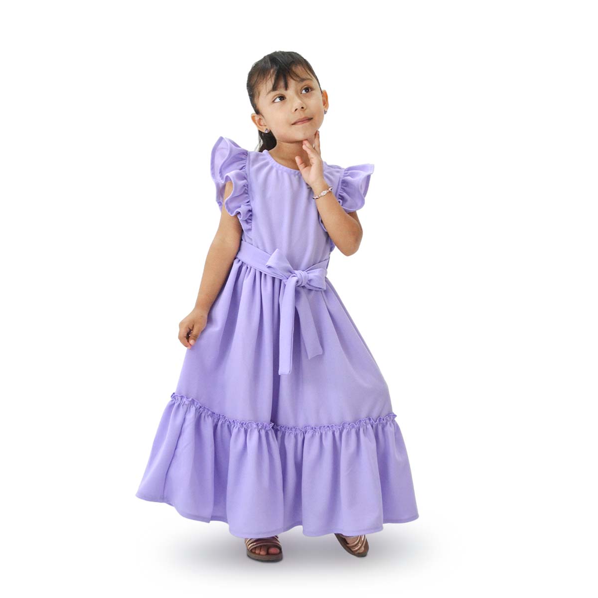 Maxi vestido con cinturón niña Flory MVNI0001