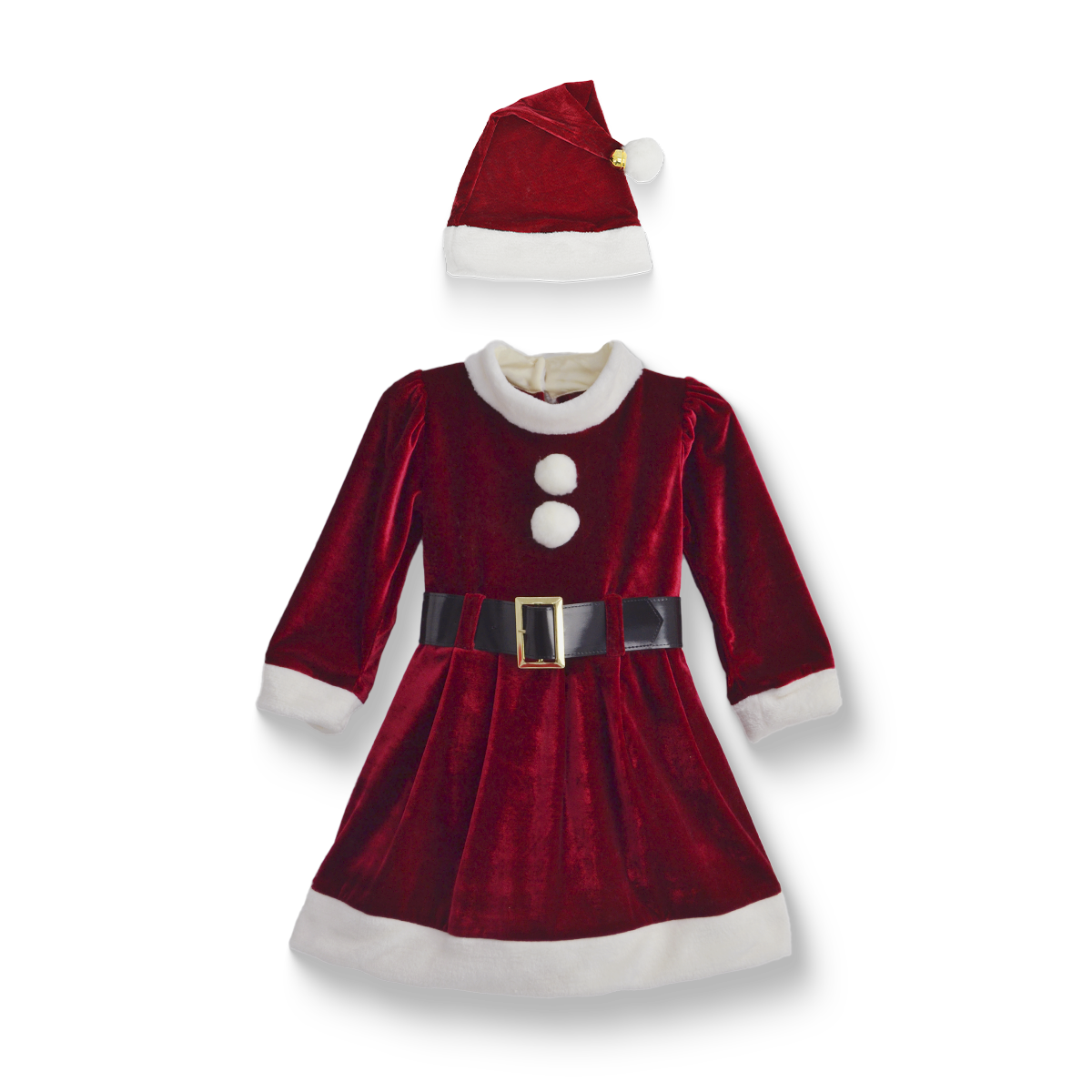 Vestido Santa Claus con cinturón y gorro Bebé Flory VEBB0124