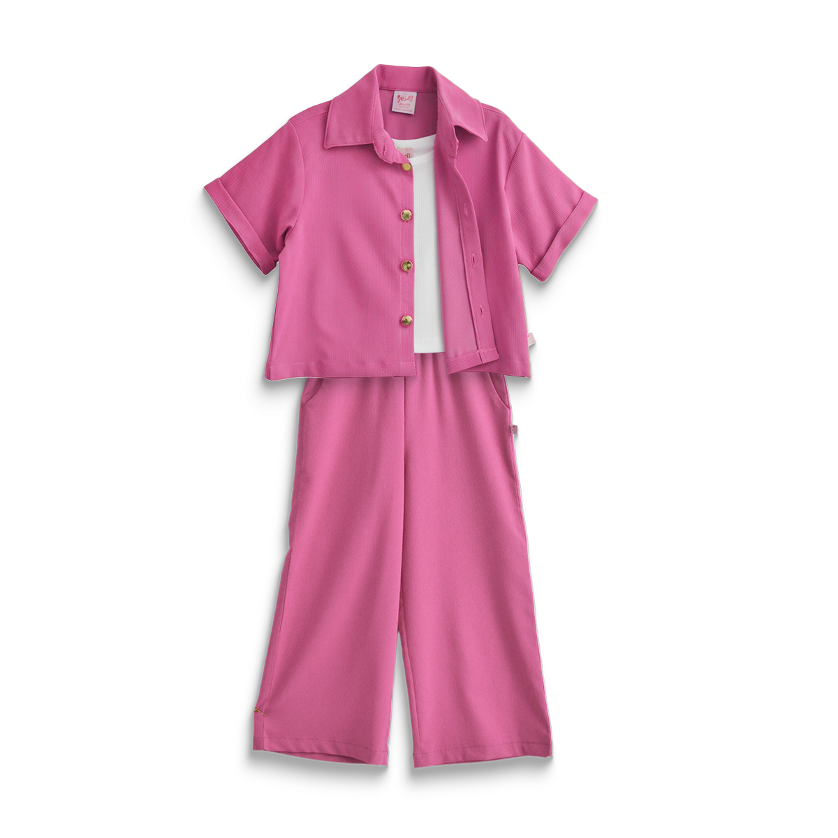 Conjunto de tres piezas con botones para niña Flory CONI0040