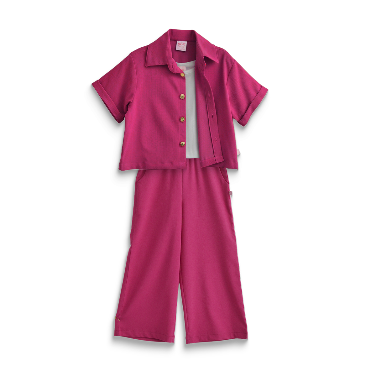 Conjunto de tres piezas con botones para niña Flory CONI0040