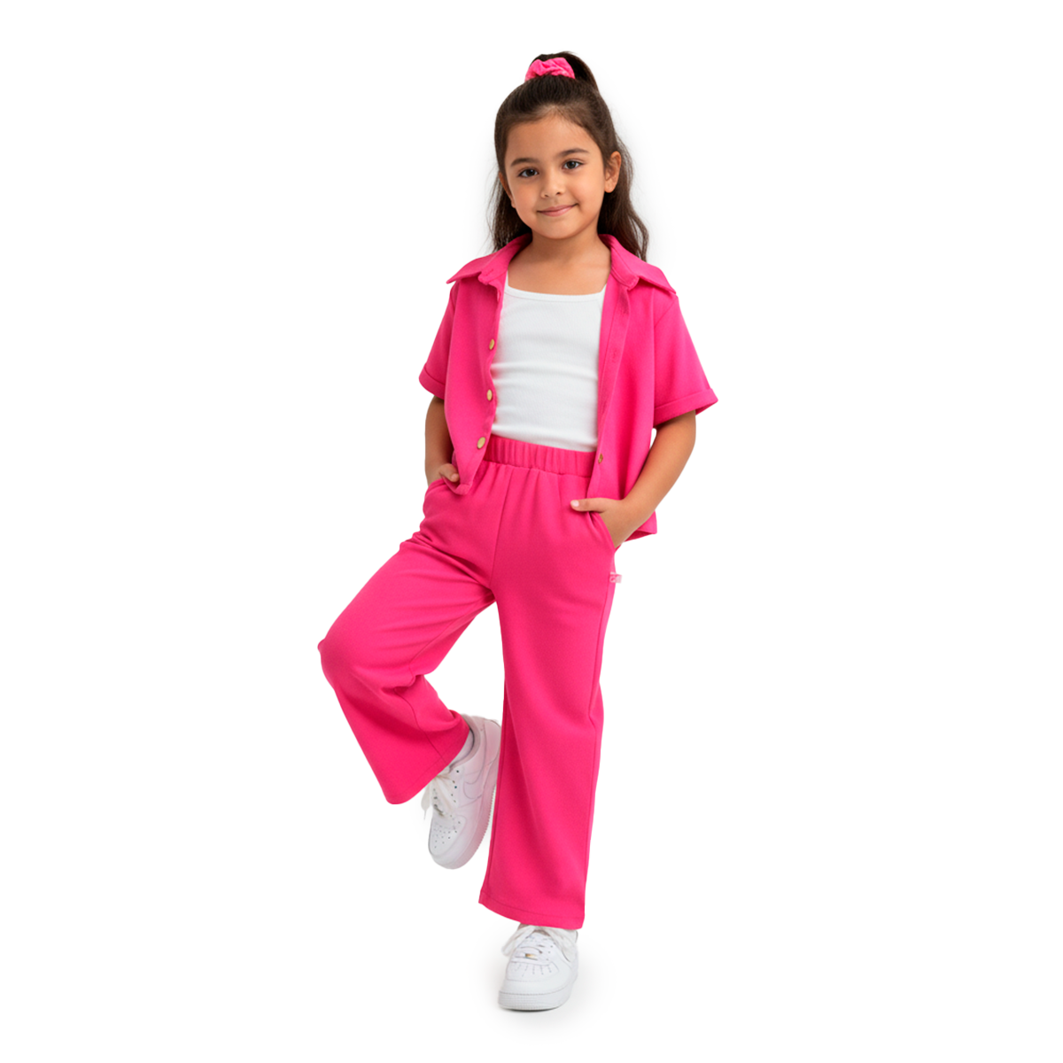 Conjunto de tres piezas con botones para niña Flory CONI0040