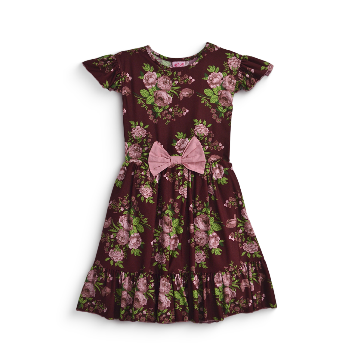 Vestido de flores con moño para niñas VENI0173 Flory