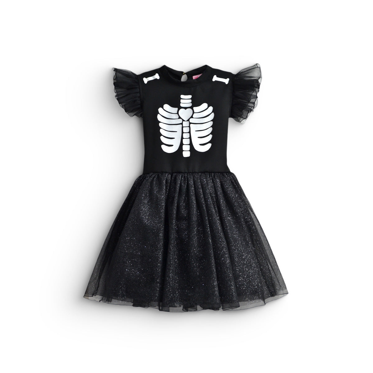 Vestido disfraz de esqueletos con diadema Niña Flory VENI0178