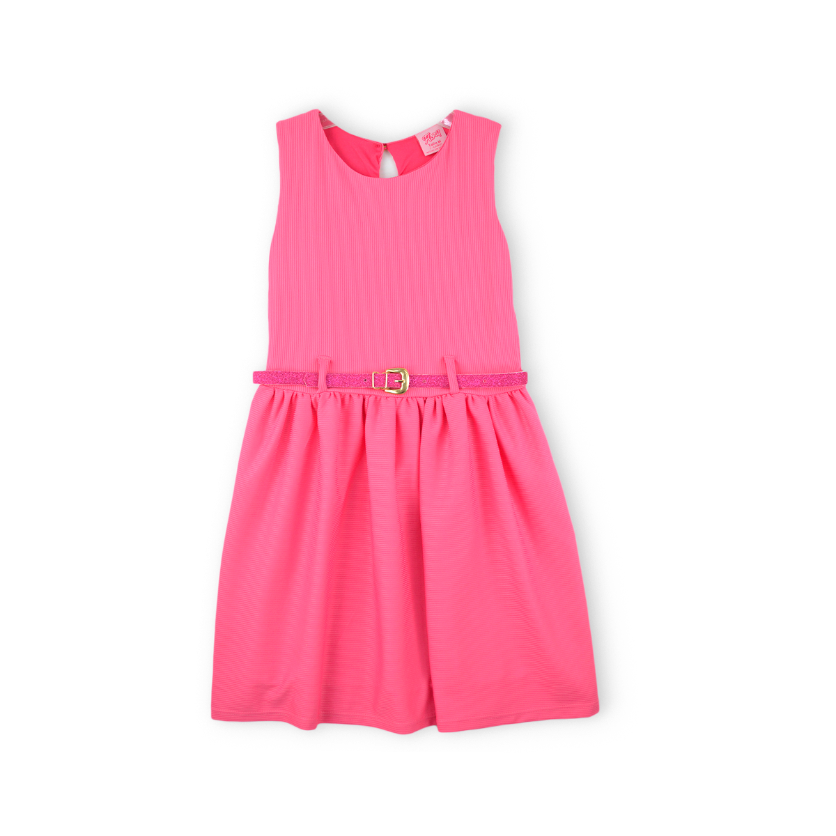 Vestido textura de rayas con cinturón Niña FLORY VENI0127