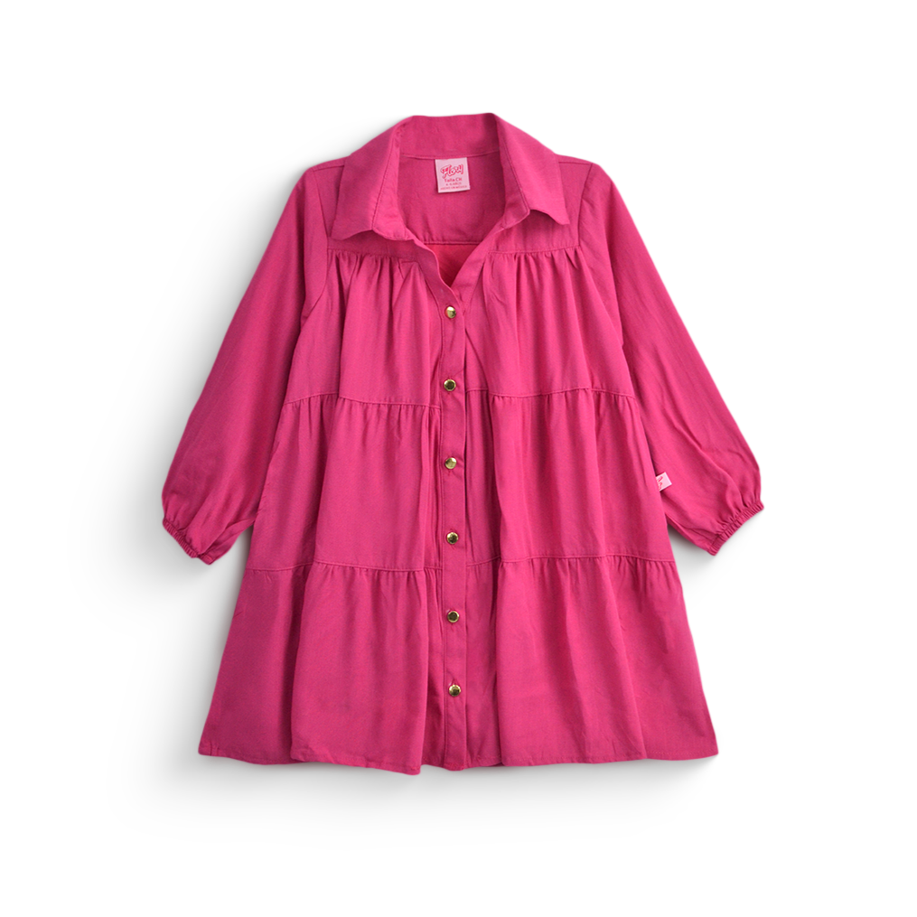Vestido de manga larga y botones para niña FLORY VENI0174