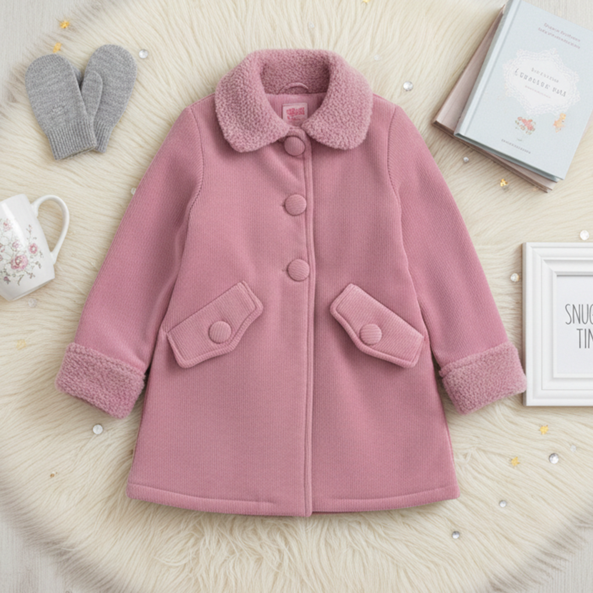 Abrigo afelpado con borrega a rayas | ABNI0013 | tallas ch-m-gr