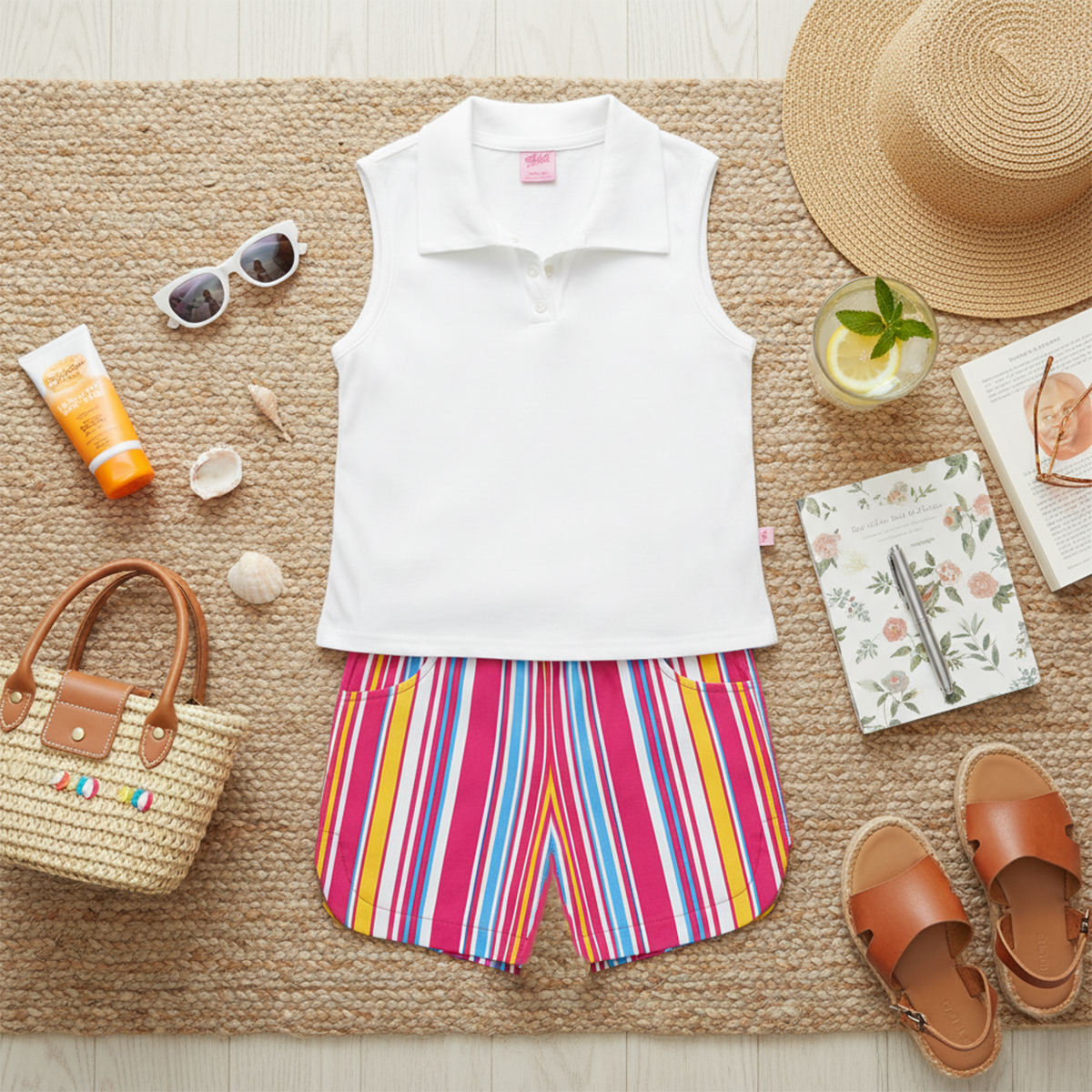 Conjunto de short rayado con blusa | COJU0006 | tallas 12-14-16