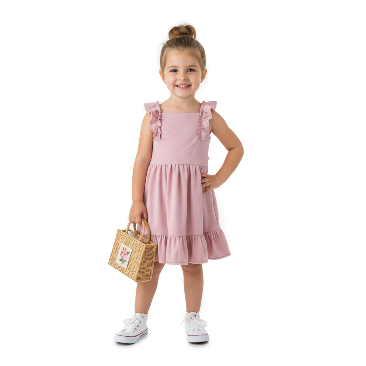 Vestido a rayas con manga olanes | VEBB0045 | tallas 1-2-3