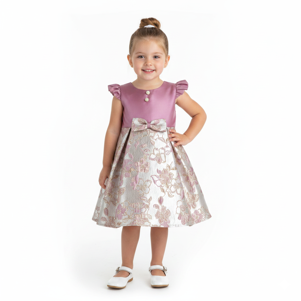 Vestido satinado con jacquard floral • ROSELIA 2 • tallas 1-2-3 • VEBB0147