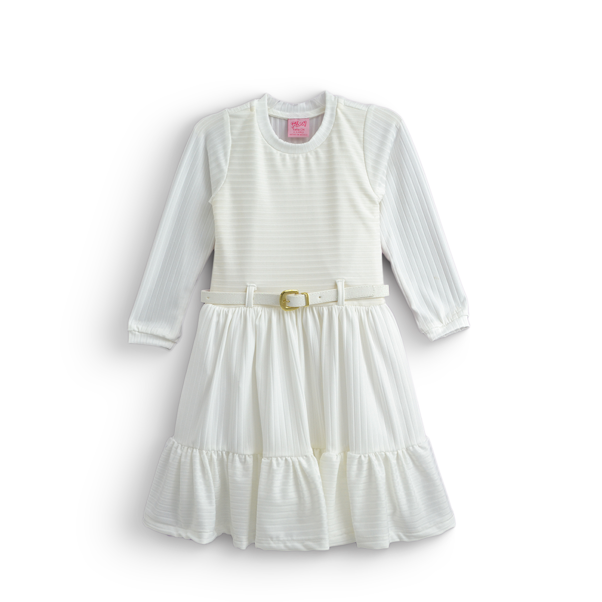 Vestido a rayas con cinturón para Niña Flory VENI0193