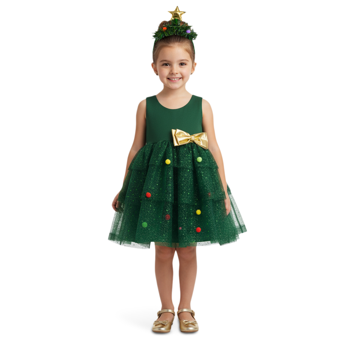 Vestido Disfraz de Árbol Navideño para Niña FLORY VENI0192