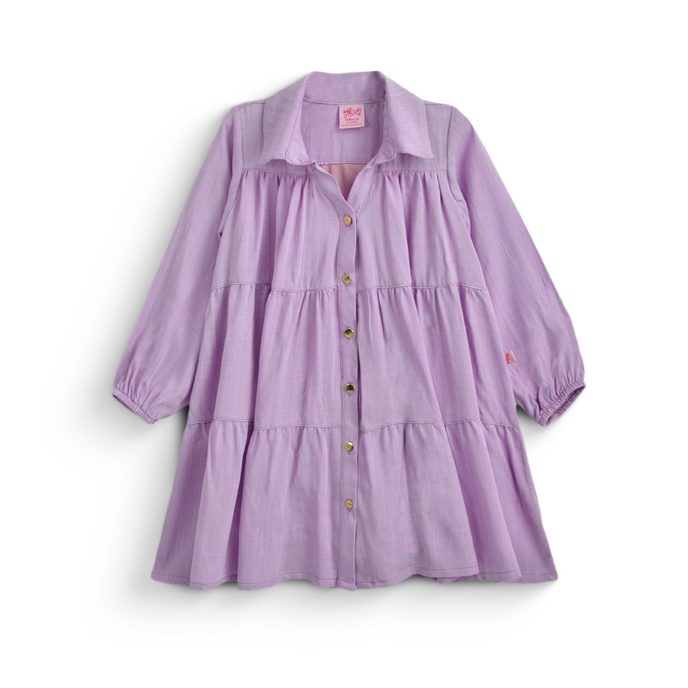 Vestido de manga larga y botones para niña FLORY VENI0174