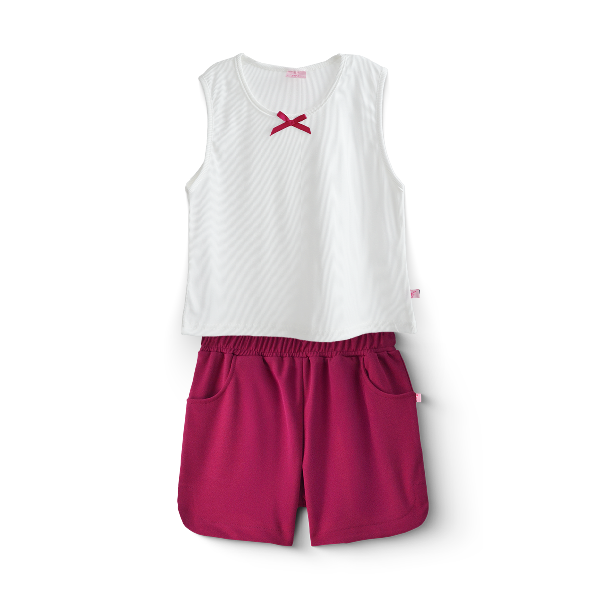 Conjunto Sort Básico con bolsillos y blusa con moño Niña Teen Flory COJU0007