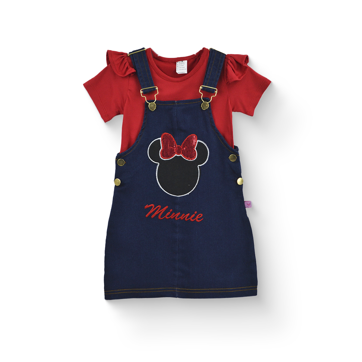 Jumper de mezclilla con playera y bordado de Ratoncita niña Bebé KIDUS JUBB0002P04