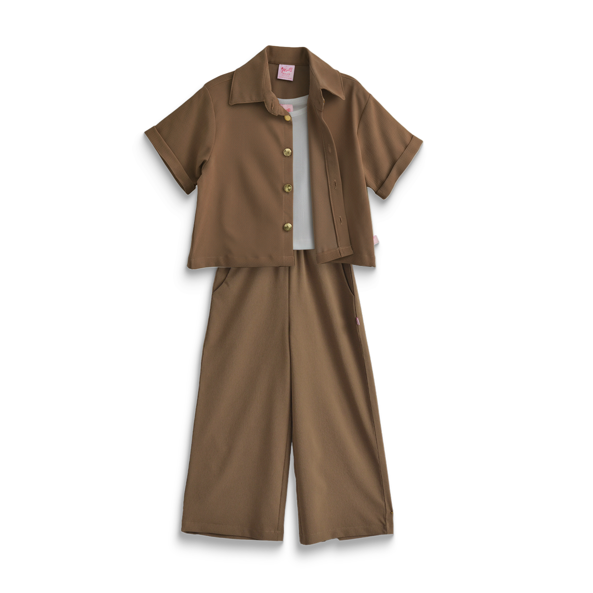 Conjunto de tres piezas con botones para niña Flory CONI0040