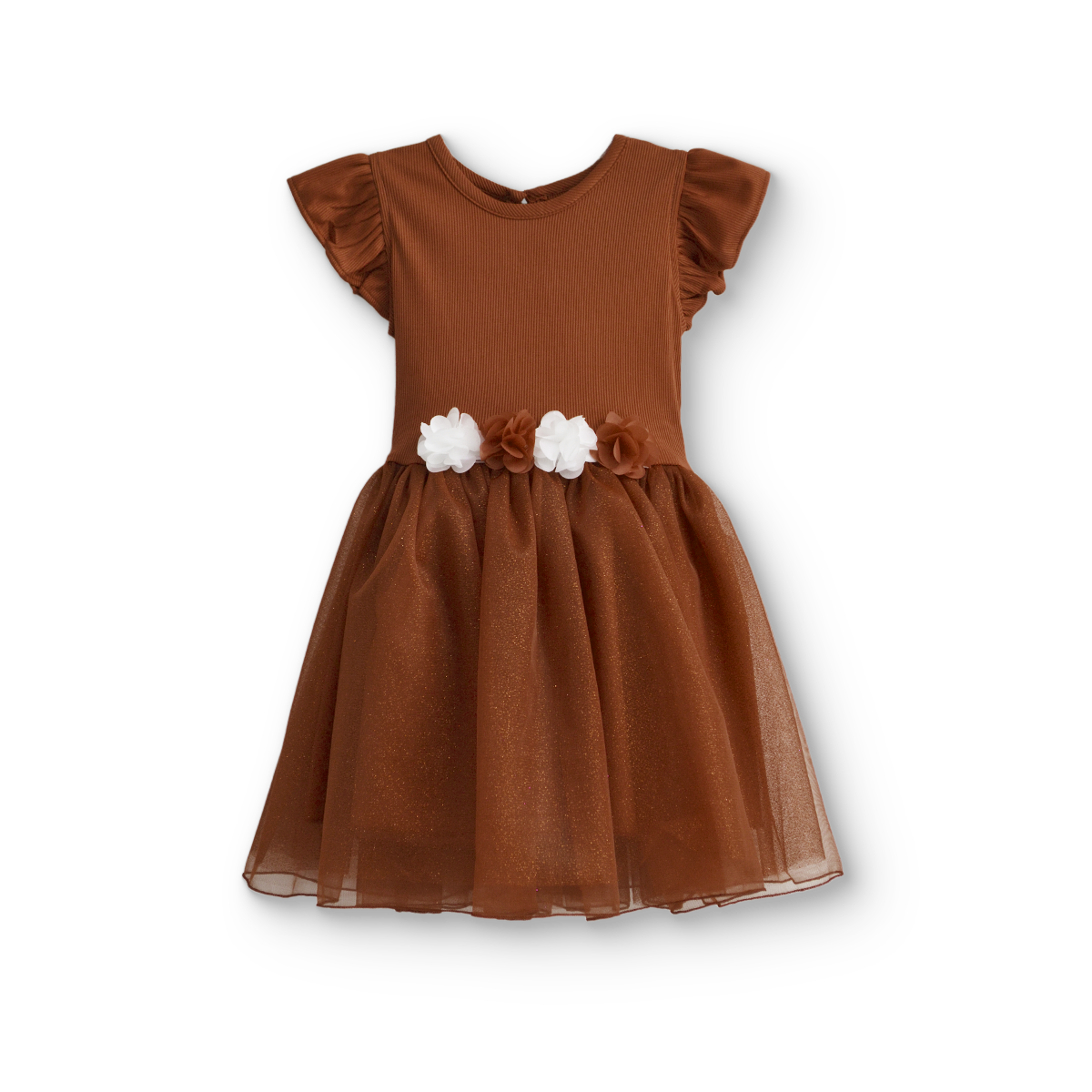 Vestido rib con manga mariposa y falda bebé Flory VEBB0106