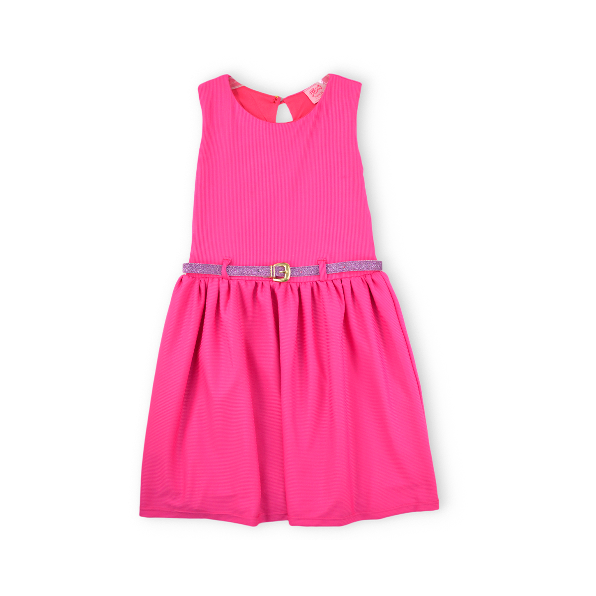 Vestido textura de rayas con cinturón Niña FLORY VENI0127