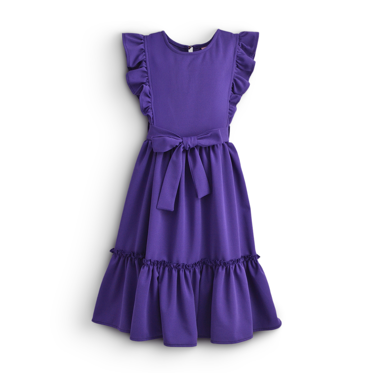 Vestido con olanes y moño en cintura | VENI0204 | tallas ch-m-gr-xg