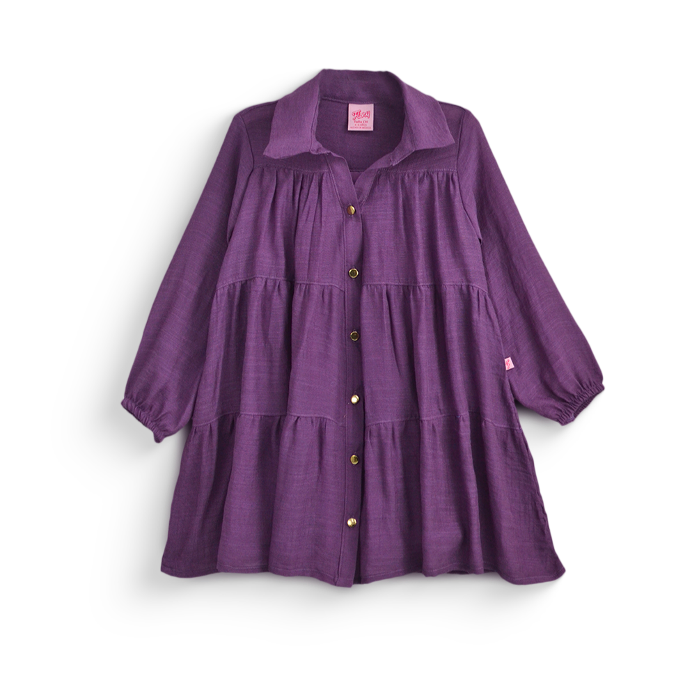 Vestido de manga larga y botones para niña FLORY VENI0174