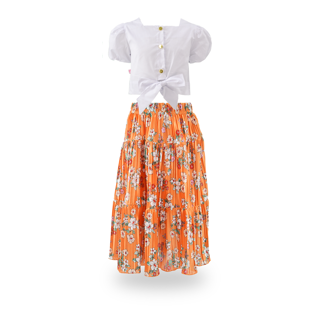 Conjunto Blusa Bombacha con Falda Larga Floreada Niña CONI0029 Flory