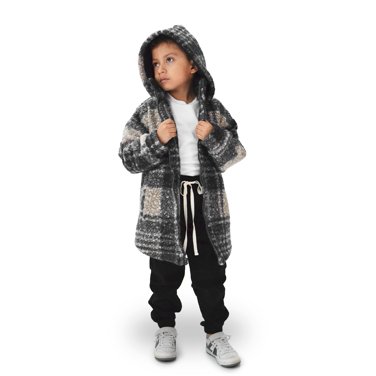 Chamarra cazadora larga de cuadros para niño HERI CHMNN0001