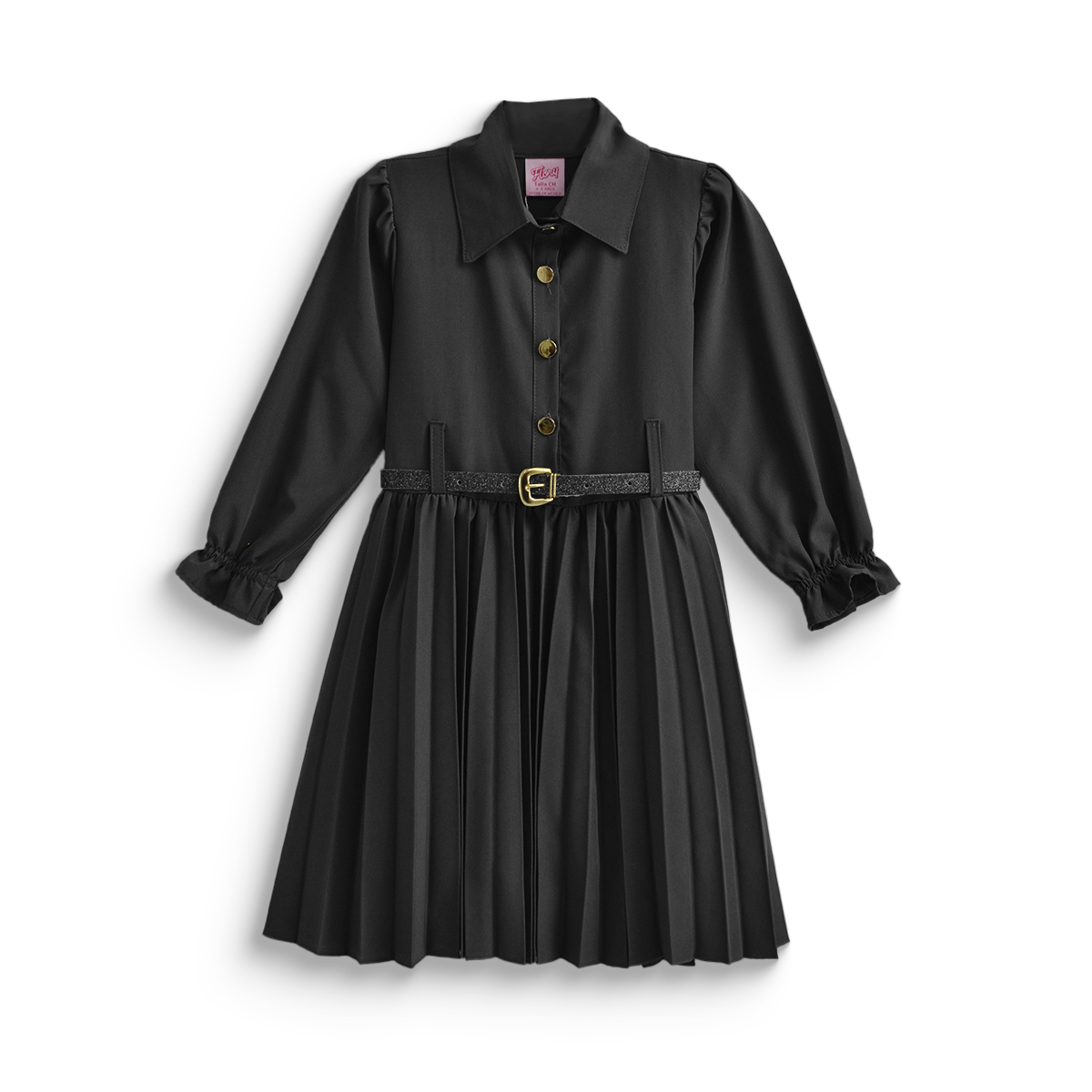 Vestido tableado con cinturón niña FLORY VENI0117