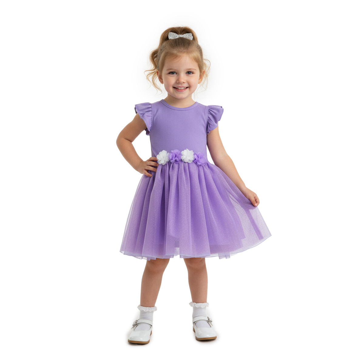 Vestido rib con manga mariposa y falda | VEBB0106 | tallas 1-2-3