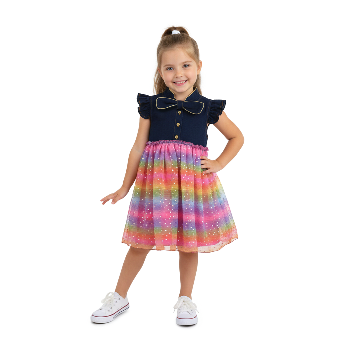 Vestido con falda de colores para Niña Flory VENI0199