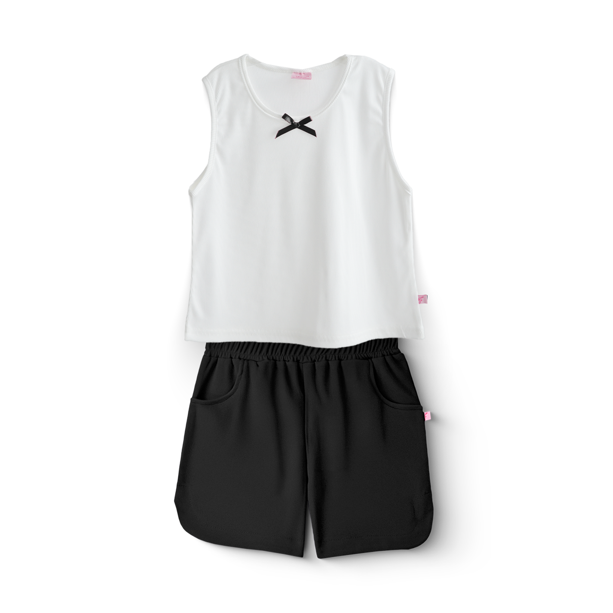 Conjunto Sort Básico con bolsillos y blusa con moño Niña Teen Flory COJU0007