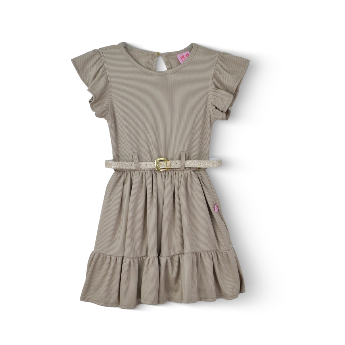 Vestido de olanes con cinturón niña FLORY VENI0093