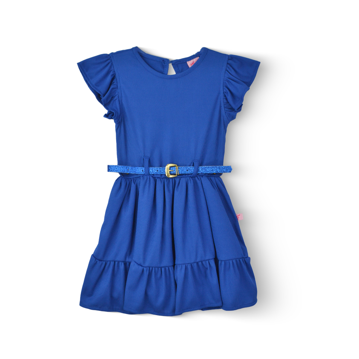 Vestido de olanes con cinturón niña FLORY VENI0093